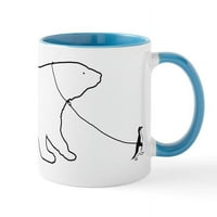 Cafepress - Penguin i Polarni medvjedilice - OZ Keramička krigla - Novelty Coffee Čaj za čaj