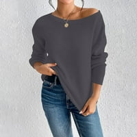 Cuoff ženske modne džempere za žene plus veličine O-izrez dugih rukava labav ogromni šljokica, pleteni
