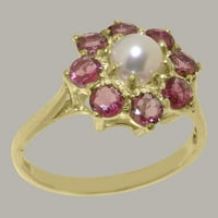 Britanci napravili tradicionalni čvrsti čvrsti zlatni prsten od 10k sa kultiviranim bisernim i ružičastim