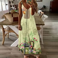 LMTIME ženska ljetna casual ženska ležerna ljetna haljina cvjetna bez rukava cvjetni print V izrez visok