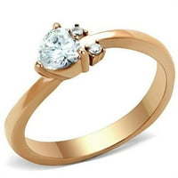 Alamode TK1591 - Ženski prsten od nehrđajućeg čelika od nehrđajućeg čelika od ruže sa AAA CR-om CZ-a - Veličina 5