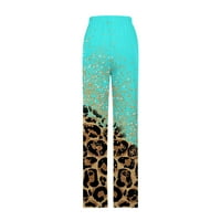 Fashy gromobrane danas ženske pamučne posteljine duge pantalone Somey Fit elastične visoke strukove casual pantalone sa džepovima Leopard Print prozračne pantalone za odmor