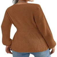 Calzi ženski džemper sa izrezom Losete Pleted Dukselje, Ležerne prilike, pulover dugih rukava Zimski