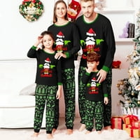 Pudcoco Family Božićni PJS Usklađivanje kompleta Pismo Ispis TOP i hlače Loungewear Xmas Jammies Obiteljski