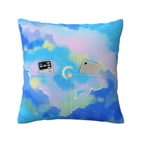Posteljina jastučića, plava fantazija zvjezdani nebo ukrasni bacanje kvadratnog jastuka s džepovima
