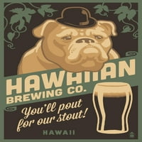 Havaji, Havajski brewing co, Buldog, Retro Stout Beer ad