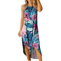 Sayhi Ženska haljina bez rukava Proljeće Ljeto Print Duga suknja Haljina na plaži Haljina haljina Suknja