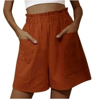 Ženske kratke hlače sa visokim strukom s džepovima narančastom xxl