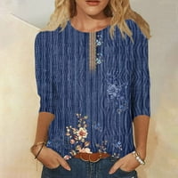 KUKOOSONG Bluze za žene Dressy Casual moda cvjetna tiskana labava majica rukav okrugli vrat bluza tunike