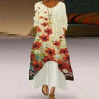 ABCNATURE WOMENS Maxi haljina za uklanjanje štednih ušteda, žene s dugim rukavima V-izrez cvjetna tiskana