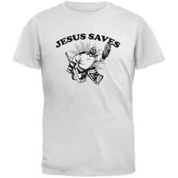 Isus štedi hokejašku majicu bijele odrasle osobe - velike