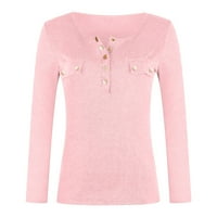 Ženski vrhovi dugih rukava casual bluza Grafički printira žene moda Henley Tshirts Pink 4xl