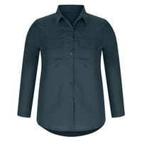 Cacomomrkark Pi ženski vrhovi dugih rukava bluza za čišćenje labava boja, okrenite majicu ovratnika