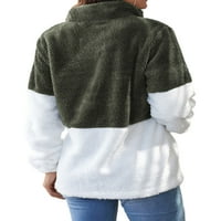 Bomotoo dame labavi fit patchkwork toplo pulover za odmor, dugih rukava fleece dukserir zelena 4xl