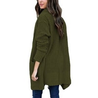 Uorcsa top bluza Cardigan Plus veličine pletenje dugih rukava Ženska kaput vojska zelena