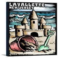 Lavallette, New Jersey - Sandcastle Scratchboard - Lantern Press poster