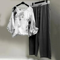 Miayilima pantalone za žene modni ležerni otisak posteljina košulja visoki struk labav pant sa džepom