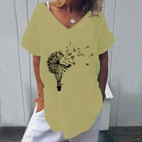 Blazyrey bluza za žene modni ženski tisak kratkih rukava labav majica sa okruglim vratom Top bluza beige
