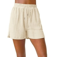 Ženske casualske kratke hlače Ljeto labave solidne kratke hlače Crtež udobne elastične struk plaže kratke