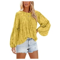 Cuoff ženske modne bluze košulje zimski temperament šifon rukavac čipka u šupljim rukavima plus veličina dugih rukava ženski vrhovi žuto l