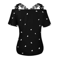 Ženske vrhove bluza Žene Ležerne prilike na kratkim rukavima Kućni majica V-izrez ljeto crna l