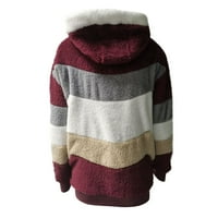 Boja blok zimski kaputi za žensku košulju od runa patentni šumske duge s kapuljačom dugih rukava topli