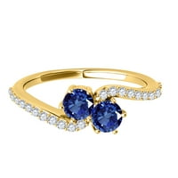 Mauli dragulji za angažovanje prstenova za žene karat dva kamena safir i dijamantna prsten prsten14k