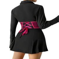 Biayxms ženski cinch korzet, mrežasti čvrsti kolor tunik struk straga za vezanje struka, haljina za košulju, haljina