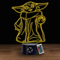 Bežična 3D optička iluzija Noćna svjetlost - Star Wars Baby Yoda