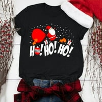 Podplug ženska božićna slova ispisana okrugla vrat kratkih rukava majica za majice