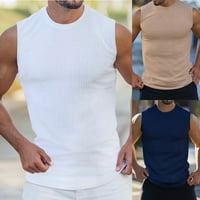 Mens Workout Cisterna vrhova fitness mišićne košulje bez rukava, teretana Bodybuilding Vest Khaki l