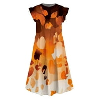 FINELYLOVE Sunčana haljina plus veličina plaža haljina košulja kratki kratki rukav tiskani narančasti