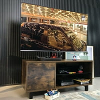 Ikayaa rustikalna smeđu TV konzola s push-to-otvorenim ormarom za skladištenje za TV do 65in stalak za drvo i staklenu TV za dnevnu sobu spavaću sobu