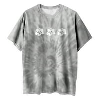 Viikei Women T-majice Summer Plus veličine vrhovi Vintage Drop kratkih rukava Štampani uzorak kratki