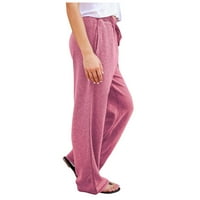 Ženske ravno hlače plišane casual pantalone Solid Colore Loather Comfort Fleece tople kuće Hlače