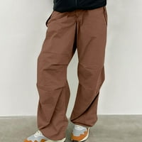 Čvrsta boja hlače pune duljine za žene za čišćenje pod ležernim elastikom sa džepovima zavojnim pantalonama
