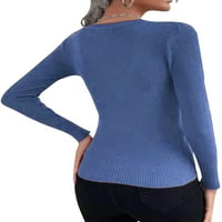 Ženska posada izrez pulover pletiva salon salona Tunička bluza Čvrsta boja casual radovi Top pletena