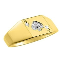Muški prstenovi pozlaćeni srebro dizajner prsten sretni as of španski poker prsten sa originalnim dijamantima