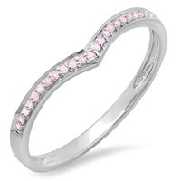 DazzlingRock kolekcija 0. Carat 14K ružičasti safir vjenčani nosač benda Chevron prsten CT, bijelo zlato,