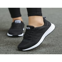 Oucaili ženske cipele za hodanje casual tenisice čipke Up up tekuće cipele Lagani mrežni treneri žene crna 11.5