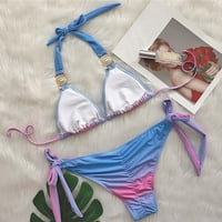 Lovskoo kupaći kostim za žene cvjetni print Soild bikini set napunio paso kupaće kupaće odjeće ljubičasta