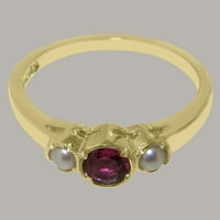 Britanci napravio 9k žuto zlatni ženski prsten prirodni ružičasti turmalin i kultivirani krug sakupljanja