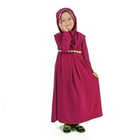 Djevojčica modna haljina s dugim rukavima s dugim rukavima TURBAN DVA Čvrsta boja Okrugli vrat Dječja