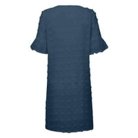 Žene ljetne haljine, ljetni somenski čvrsti boja V-izrez šifon polka točka s kratkim rukavima s kratkim