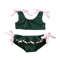 Lesimsam Toddler Baby Girl kupaći kostim za odmor Holiday Tassel Ball Bikini Set Green Beachweby odjevanje
