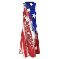 American Flag Maxi haljina za ženske ležerne ljetne bez rukava bez rukava za neovisnost Dnevni džep