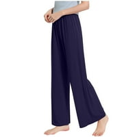 Ženska ljetna visokog struka Drape Lood široke hlače za noge Ravne pantalone za noge casual pantalone