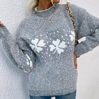 Luiyenes ženski džemper s visokim vratom traka s visokim vratom, blok dugih rukava snijeg pahuljica