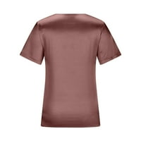 Žene glatke vrhove Elegantne casual labave fit ljetne majice Solida Satin bluza V izrez Tees Dressy