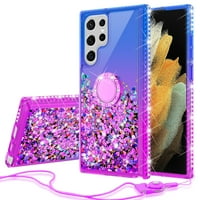 Tečnost Quicksand Cutter Slatka futrola za telefon za Samsung Galaxy S ultra Case Chickstand za djevojke Žene Clear Bling Diamond Telefon poklopac kutije - ljubičasta plava